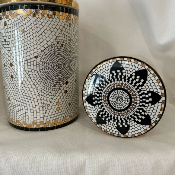 Gold and Black Mosaic Canister Set - Picture 2 of 9